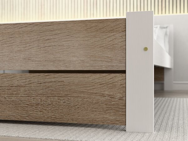 Posteľ IKAROS DOUBLE 90 x 200 cm, biela/dub sonoma Rošt: Bez roštu, Matrac: Matrac DELUXE 10 cm