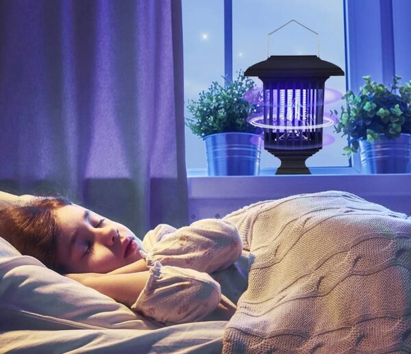 LED solárna lampa na hmyz J-22 čierna
