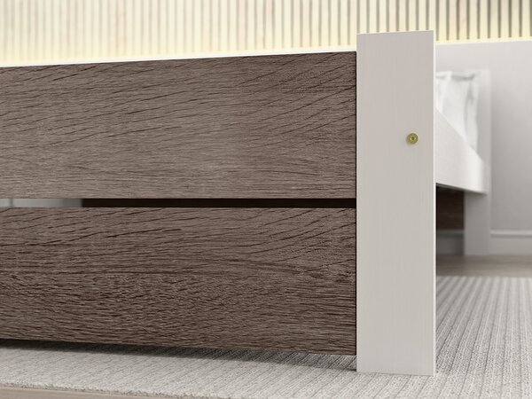 Posteľ IKAROS DOUBLE 180 x 200 cm, biela/dub hľuzovka Rošt: Bez roštu, Matrac: Matrac DELUXE 10 cm
