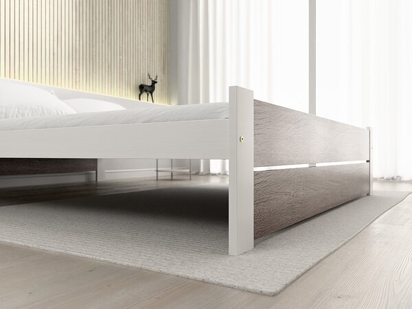 Posteľ IKAROS DOUBLE 180 x 200 cm, biela/dub hľuzovka Rošt: Bez roštu, Matrac: Matrac DELUXE 10 cm