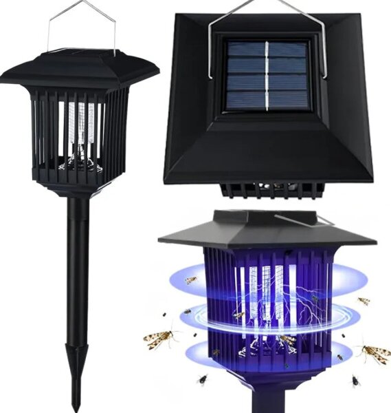 LED solárna lampa na hmyz J-22 čierna