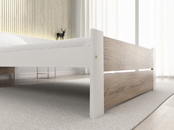 Posteľ IKAROS DOUBLE 90 x 200 cm, biela/dub sonoma Rošt: Bez roštu, Matrac: Matrac DELUXE 10 cm