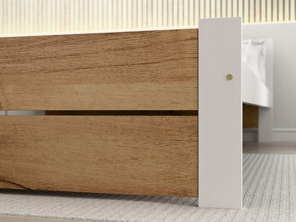 Posteľ IKAROS DOUBLE 90 x 200 cm, dub artisan/biela Rošt: Bez roštu, Matrac: Bez matraca