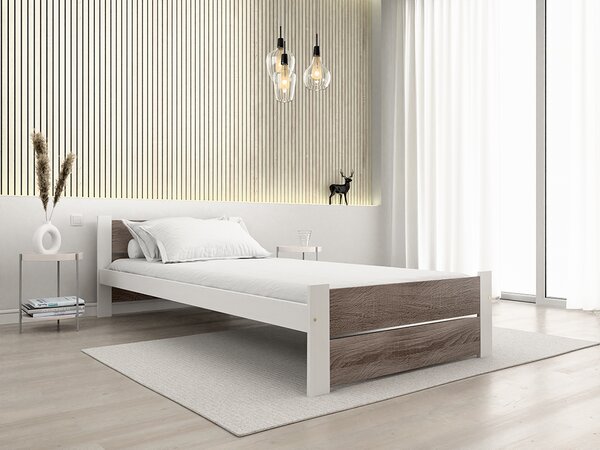 Posteľ IKAROS DOUBLE 90 x 200 cm, biela/dub hľuzovka Rošt: S latkovým roštom, Matrac: Bez matraca