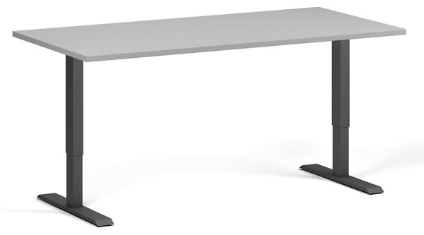 Výškovo nastaviteľný stôl, 1 motor, 745 - 1235 mm, doska 1600 x 800 mm, čierna podnož, sivá