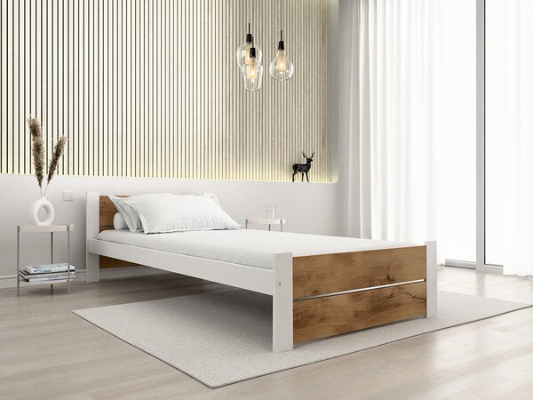 Posteľ IKAROS DOUBLE 90 x 200 cm, dub artisan/biela Rošt: Bez roštu, Matrac: Bez matraca