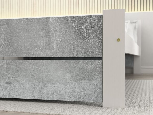 Posteľ IKAROS DOUBLE 90 x 200 cm, betón/biela Rošt: Bez roštu, Matrac: Bez matraca