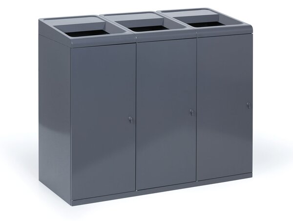 Odpadkový kôš na triedený odpad, 3x108 l, sivý