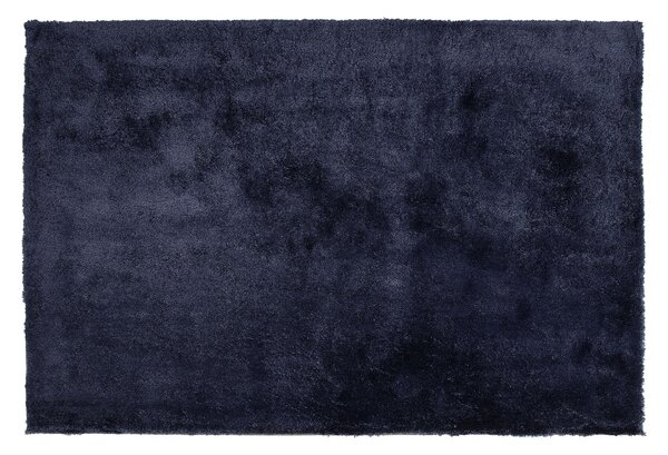 Koberec shaggy tmavomodrý zmes bavlny a polyesteru 140 x 200 cm huňatý s vysokým vlasom