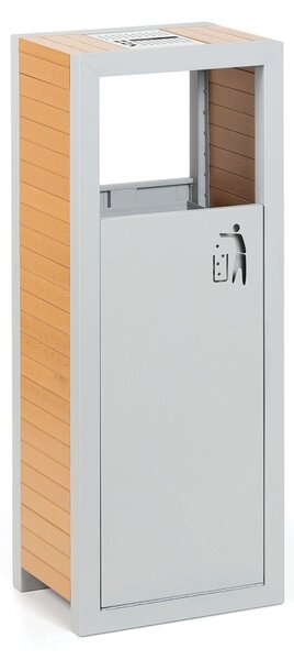 Odpadkový kôš s popolníkom, 48 l, sivý / imitácia dreva