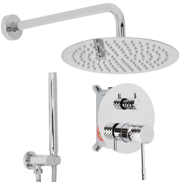 Rea Lungo Diamond, podomietkový sprchový set s dažďovou hlavovou a ručnou sprchou, chrómová, REA-P6963