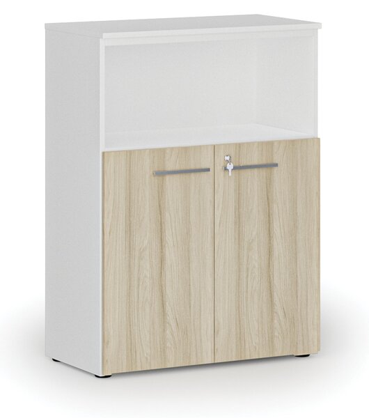 Kombinovaná kancelárska skriňa PRIMO WHITE, 800 x 420 x 1087 mm, biela/dub prírodná