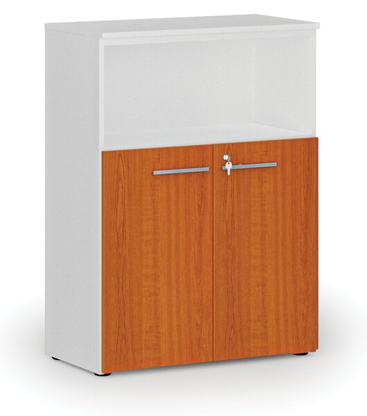 Kombinovaná kancelárska skriňa PRIMO WHITE, 800 x 420 x 1087 mm, biela/čerešňa