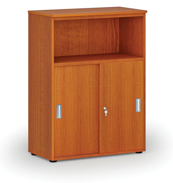 Kombinovaná kancelárska skriňa so zásuvnými dverami PRIMO WOOD, 800 x 420 x 1087 mm, čerešňa