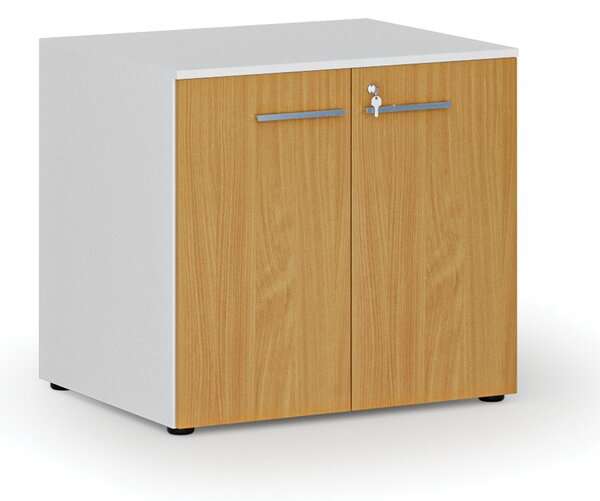 Kancelárska skriňa s dverami PRIMO WHITE, 735 x 800 x 640 mm, biela/buk