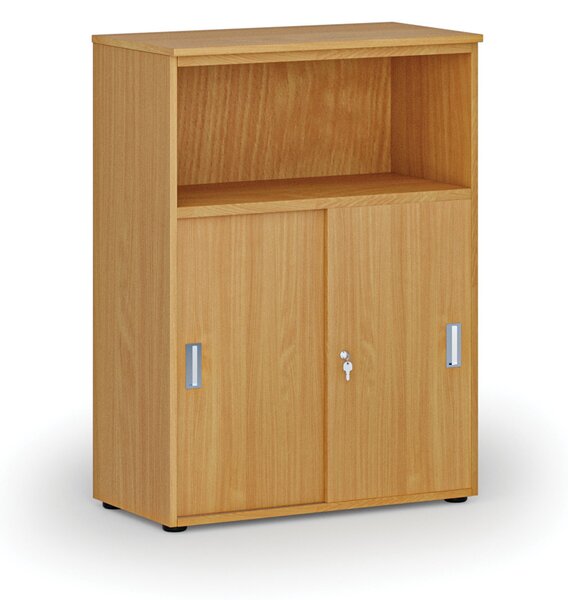 Kombinovaná kancelárska skriňa so zásuvnými dverami PRIMO WOOD, 800 x 420 x 1087 mm, buk