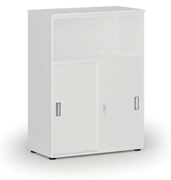 Kombinovaná kancelárska skriňa so zásuvnými dverami PRIMO WHITE, 800 x 420 x 1087 mm, biela