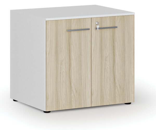 Kancelárska skriňa s dverami PRIMO WHITE, 800 x 640 x 735 mm, biela/dub prírodná