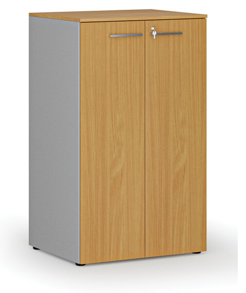 Kancelárska skriňa s dverami PRIMO GRAY, 3 police, 800 x 640 x 1335 mm, sivá/buk