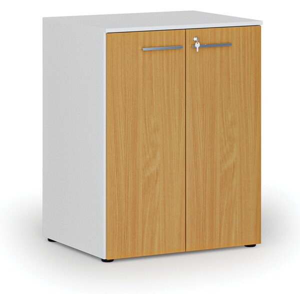 Kancelárska skriňa s dverami PRIMO WHITE, 2 police, 800 x 640 x 1027 mm, biela/buk