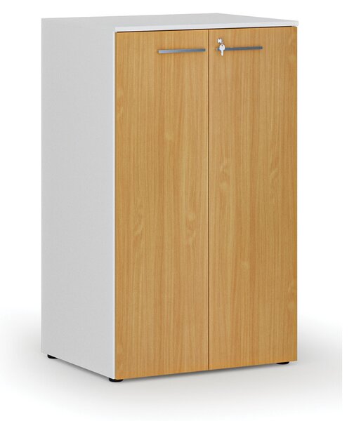 Kancelárska skriňa s dverami PRIMO WHITE, 3 police, 800 x 640 x 1335 mm, biela/buk