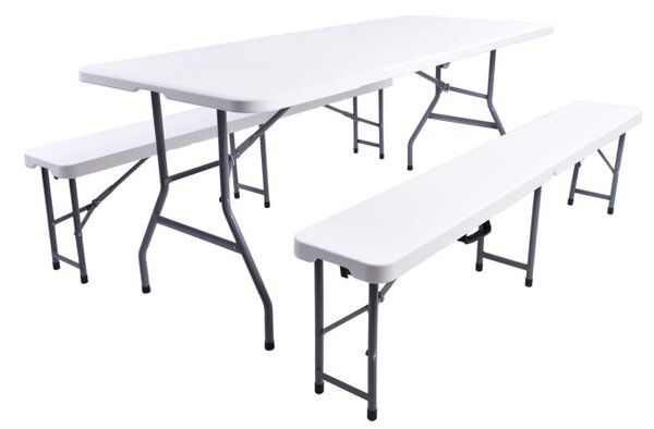 Rozkladací stôl FETA biely + 2 lavice