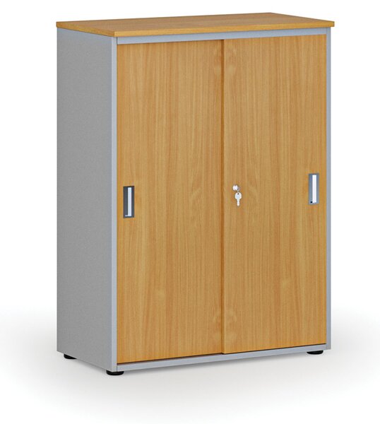 Kancelárska skriňa so zasúvacími dverami PRIMO GRAY, 800 x 420 x 1087 mm, sivá/buk
