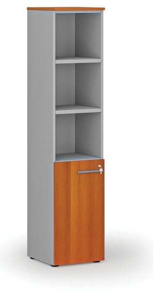 Kombinovaná kancelárska skriňa PRIMO GRAY, dvere na 2 poschodia, 400 x 420 x 1781 mm, sivá/čerešňa