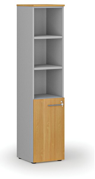 Kombinovaná kancelárska skriňa PRIMO GRAY, dvere na 2 poschodia, 400 x 420 x 1781 mm, sivá/buk