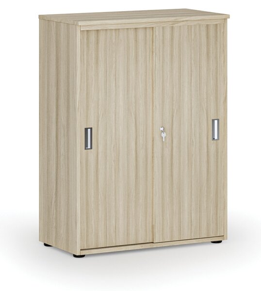Kancelárska skriňa so zasúvacími dverami PRIMO WOOD, 800 x 420 x 1087 mm, dub prírodný