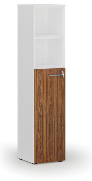 Kombinovaná kancelárska skriňa PRIMO WHITE, dvere na 3 poschodia, 400 x 420 x 1781 mm, biela/orech