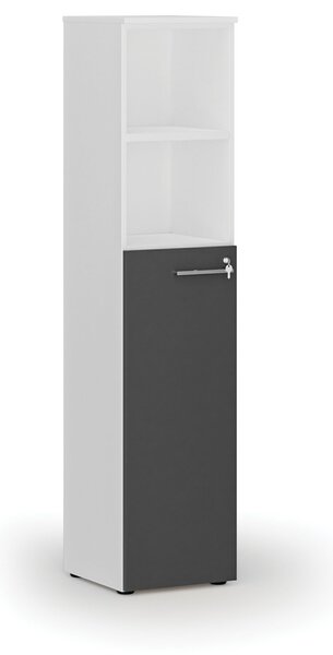 Kombinovaná kancelárska skriňa PRIMO WHITE, dvere na 3 poschodia, 400 x 420 x 1781 mm, biela/grafit