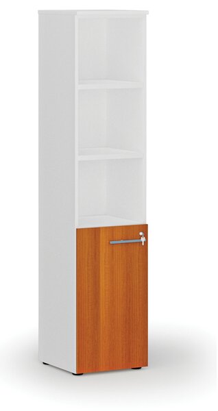 Kombinovaná kancelárska skriňa PRIMO WHITE, dvere na 2 poschodia, 400 x 420 x 1781 mm, biela/čerešňa