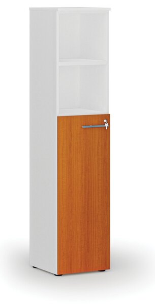 Kombinovaná kancelárska skriňa PRIMO WHITE, dvere na 3 poschodia, 400 x 420 x 1781 mm, biela/čerešňa
