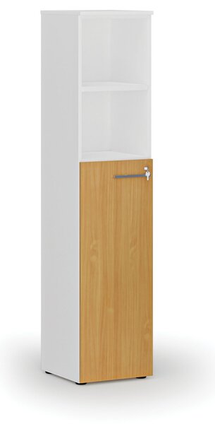 Kombinovaná kancelárska skriňa PRIMO, dvere na 3 poschodia, 400 x 420 x 1781 mm, biela/buk
