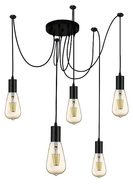 Searchlight 9665-5BK Squiggle závesné svietidlo E27 5 x 60W