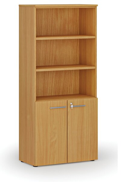 Kombinovaná kancelárska skriňa PRIMO WOOD, dvere na 2 poschodia, 800 x 420 x 1781 mm, buk