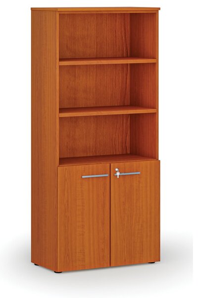Kombinovaná kancelárska skriňa PRIMO WOOD, dvere na 2 poschodia, 800 x 420 x 1781 mm, čerešňa