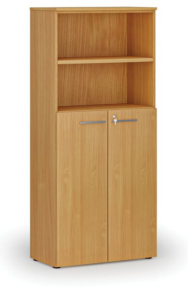 Kombinovaná kancelárska skriňa PRIMO WOOD, dvere na 3 poschodia, 800 x 420 x 1781 mm, buk