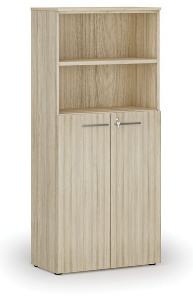Kombinovaná kancelárska skriňa PRIMO WOOD, dvere na 3 poschodia, 800 x 420 x 1781 mm, dub prírodný