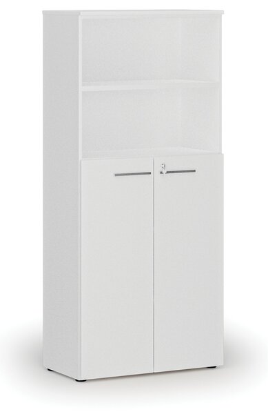 Kombinovaná kancelárska skriňa PRIMO WHITE, dvere na 3 poschodia, 800 x 420 x 1781 mm, biela