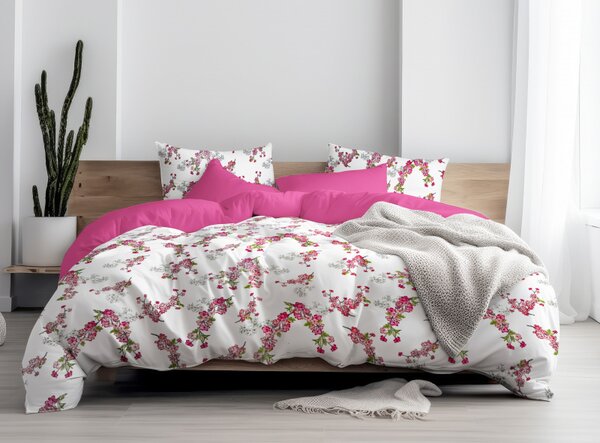 Ervi Bavlnené obliečky DUO - Očarujúce kvietky/fuchsia