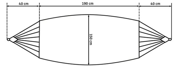 Jednomiestna hojdacia sieť 400256 150x270 cm pletená