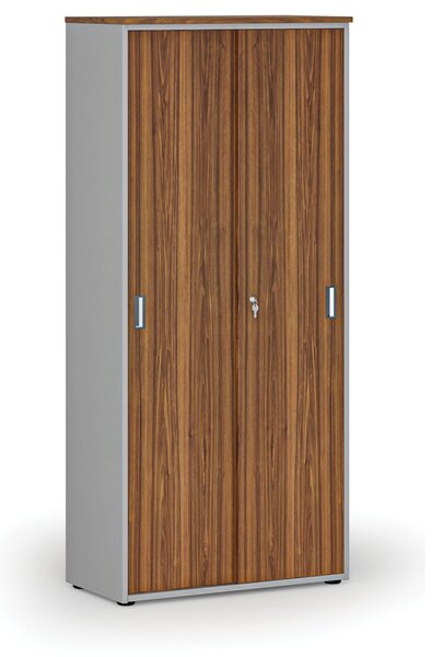 Skriňa so zasúvacími dverami PRIMO GRAY, 800 x 420 x 1781 mm, sivá/orech