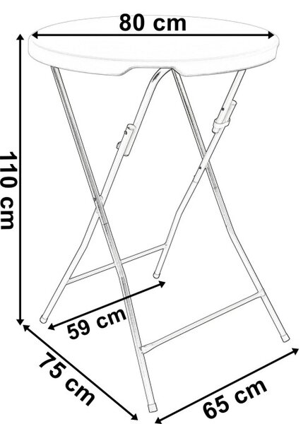 Skladací stolík GALA 80 cm čierny