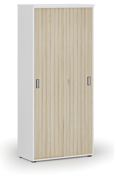 Skriňa so zasúvacími dverami PRIMO WHITE, 800 x 420 x 1781 mm, biela/dub prírodná