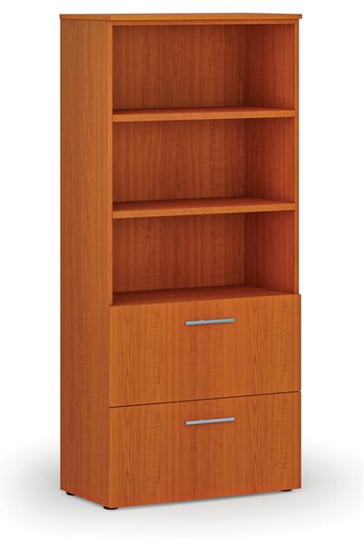 Skriňa so zásuvkami pre závesné zložky PRIMO WOOD, 800 x 420 x 1781 mm, čerešňa