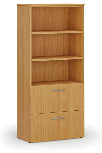 Skriňa so zásuvkami pre závesné zložky PRIMO WOOD, 800 x 420 x 1781 mm, buk