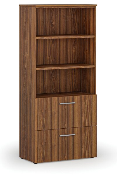 Skriňa so zásuvkami pre závesné zložky PRIMO WOOD, 800 x 420 x 1781 mm, orech