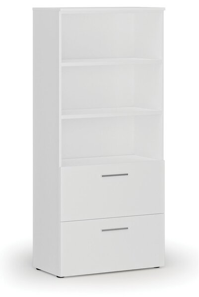 Skriňa so zásuvkami pre závesné zložky PRIMO WHITE, 800 x 420 x 1781 mm, biela